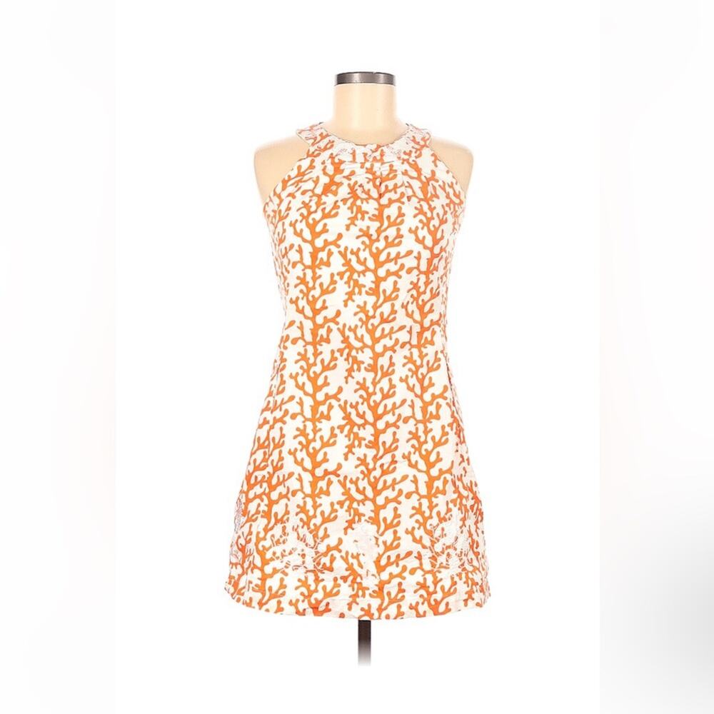 Dizzy‎ Lizzie orange and white coral embroidered dress, xs